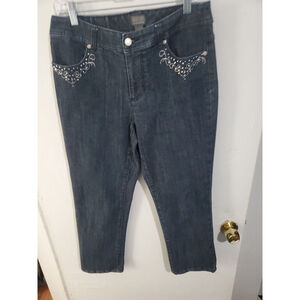 Additions By Chicos Dark Wash Embellished Jeans Sz.1=M/8